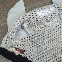 Crochet Ear Bonnet Fly Veil, Charm, 2x Piping, tag *new
