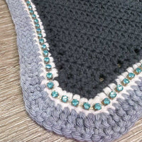 Crochet Ear Bonnet Fly Veil, bling *new
