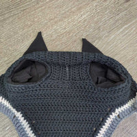 Crochet Ear Bonnet Fly Veil, bling *new
