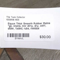 Thick Smooth Rubber Reins *gc, stains, mnr dirty, dry, stiff, older, faded, rubs, residue
