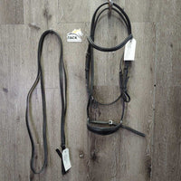 Rsd/Padded Bridle, Drop Noseband, Plain Reins, buckles *vgc/xc, clean, rubs, residue, dry, stiff, twisted
