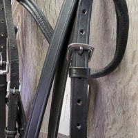 Rsd/Padded Bridle, Drop Noseband, Plain Reins, buckles *vgc/xc, clean, rubs, residue, dry, stiff, twisted
