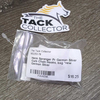 Pr German Silver Curb Chain Hooks, bag *new
