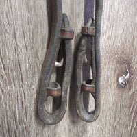 Rsd Bridle, Flash, Braided Reins *gc/fair, chews, clean & dirty, edge rubs & stains, xholes, CRACKS, flash: thin, chewed, dry
