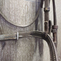Rsd Bridle, Flash, Braided Reins *gc/fair, chews, clean & dirty, edge rubs & stains, xholes, CRACKS, flash: thin, chewed, dry
