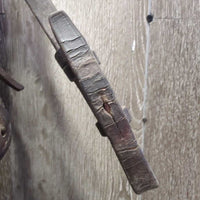 Rsd Bridle, Flash, Braided Reins *gc/fair, chews, clean & dirty, edge rubs & stains, xholes, CRACKS, flash: thin, chewed, dry
