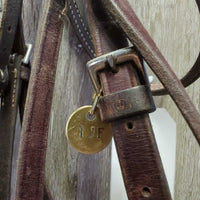 Rsd Bridle, Flash, Braided Reins *gc/fair, chews, clean & dirty, edge rubs & stains, xholes, CRACKS, flash: thin, chewed, dry
