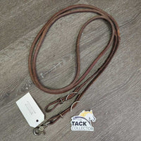 Rolled Leather Roper - Barrel Loop Reins, snap, 2x Conway Buckles *vgc, clean, rubs, stains, scrapes
