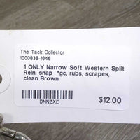 1 ONLY Narrow Soft Western Split Rein, snap *gc, rubs, scrapes, clean
