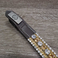 Leather Browband, bling, snaps, bag *xc/like new, missing bling
