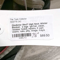 Med? High Neck Winter Blanket, 2 legs *gc/fair, clean, residue, faded, repairs, 0 wpf, stains, rubs, pilly, snags, frays
