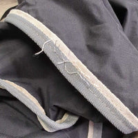 Rain Sheet, high neck, 2 legs *fair, slices, snags, clean, residue, faded, unstitched velcro, seam & darts, older, mnr wpf
