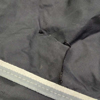 Rain Sheet, high neck, 2 legs *fair, slices, snags, clean, residue, faded, unstitched velcro, seam & darts, older, mnr wpf
