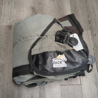 Hvy Winter Blanket, detach Neck, 2 legs *fair, broken buckle, stains, rubs, snags, faded, pilly, threads, lining tears, 0 Wpf, frayed, cracked
