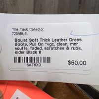 Soft Thick Leather Dress Boots, Pull On *vgc, clean, mnr scuffs, faded, scratches & rubs, older
