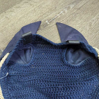 Custom Crochet Ear Bonnet Fly Veil, piping *vgc, mnr hair, discolored & dirty ears
