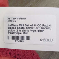 Set of 8: CC Pad, 4 closed boots, helmet cvr, bonnet, polos, 2 ls shirts *vgc, clean
