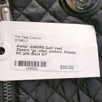 JUNIORS Quilt Vest, Zippers *gc, clean, puckers, threads, lint, pills
