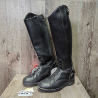 JUNIORS "Kent" Synthetic Field Boots, zips *gc, mnr dirt & residue, rubs, scuffs, scratches, UNSTITCHED Zipper
