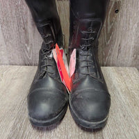JUNIORS "Kent" Synthetic Field Boots, zips *gc, mnr dirt & residue, rubs, scuffs, scratches, UNSTITCHED Zipper
