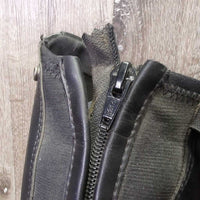 JUNIORS "Kent" Synthetic Field Boots, zips *gc, mnr dirt & residue, rubs, scuffs, scratches, UNSTITCHED Zipper
