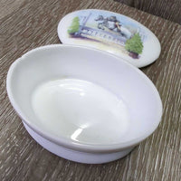 "Hunter Pony" Procelain Jewellery Dish & Lid *gc, mnr stains?dirt, chip
