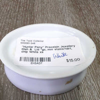 "Hunter Pony" Procelain Jewellery Dish & Lid *gc, mnr stains?dirt, chip

