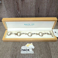 SILVER Eggbutt Bit Bracelet, Wood & Cardboard box *vgc, mnr tarnish, rubs & scuffs
