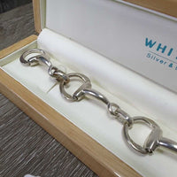 SILVER Eggbutt Bit Bracelet, Wood & Cardboard box *vgc, mnr tarnish, rubs & scuffs

