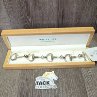 SILVER Eggbutt Bit Bracelet, Wood & Cardboard box *vgc, mnr tarnish, rubs & scuffs
