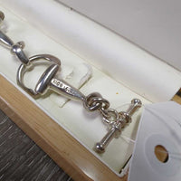 SILVER Eggbutt Bit Bracelet, Wood & Cardboard box *vgc, mnr tarnish, rubs & scuffs
