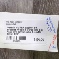 SILVER Eggbutt Bit Bracelet, Wood & Cardboard box *vgc, mnr tarnish, rubs & scuffs
