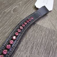 Curved Bling Leather Browband *new, mnr hair, residue & stains
