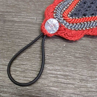 Tie Down Crochet Ear Bonnet Fly Veil, elastic Loop, 2x Bling, 2x Piping *new
