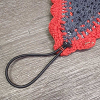 Tie Down Crochet Ear Bonnet Fly Veil, elastic Loop, 2x Bling, 2x Piping *new
