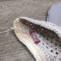 Crochet Bonnet, Bling, Piping *vgc, mnr stains, hair *
