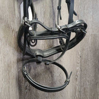 Rsd/Padded Monocrown Dressage Bridle, Crank, Throat, Padded Reins, Finger Stoppers, Bag *vgc, clean, mnr dirt/residue, rubs, threads & creases
