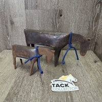 Hollow Metal Decorative "Mare & Foal" Figurines *xc/vgc, rust, mnr bent ear
