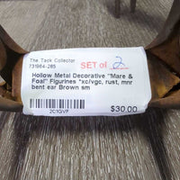 Hollow Metal Decorative "Mare & Foal" Figurines *xc/vgc, rust, mnr bent ear
