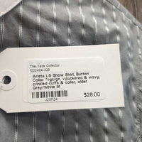 LS Show Shirt, Button Collar *vgc/gc, v.puckered & wavy, crinkled cuffs & collar, older
