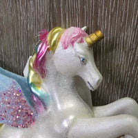 Glittery Unicorn - Pegasus Ornament *gc, broken horn, broken ear
