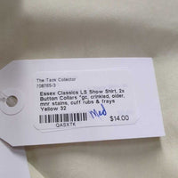 LS Show Shirt, 2x Button Collars *gc, crinkled, older, mnr stains, cuff rubs & frays

