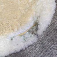 Quilt & Sheepskin Fitted Hunter Pad *gc/fair, clean, TEARS, bare spots, pilly, mnr hair, dingy, rubs, stains, puckers
