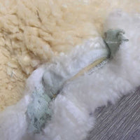 Quilt & Sheepskin Fitted Hunter Pad *gc/fair, clean, TEARS, bare spots, pilly, mnr hair, dingy, rubs, stains, puckers
