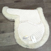 Quilt & Sheepskin Fitted Hunter Pad *gc/fair, clean, TEARS, bare spots, pilly, mnr hair, dingy, rubs, stains, puckers
