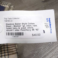 Baker Style Cotton Sheet - Blanket *gc, clean, rubs, faded, hairy & weak velcro, shrunk?, older
