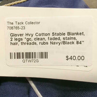 Hvy Cotton Stable Blanket, 2 legs *gc, clean, faded, stains, hair, threads, rubs
