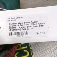 Wool Show Cooler, Leather & Tail Trim "Willow Grove Champ" *vgc/xc, clean, hair, older
