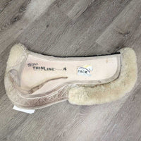 Shimmable Half Pad, rolled edge, tabs *fair, v.stained, dirt, dingy, pilly, hair, rubbed, exposed pommel, clumpy
