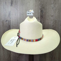 Genuine Shantung Panama Straw Western Hat *vgc, mnr stains & bent brim
